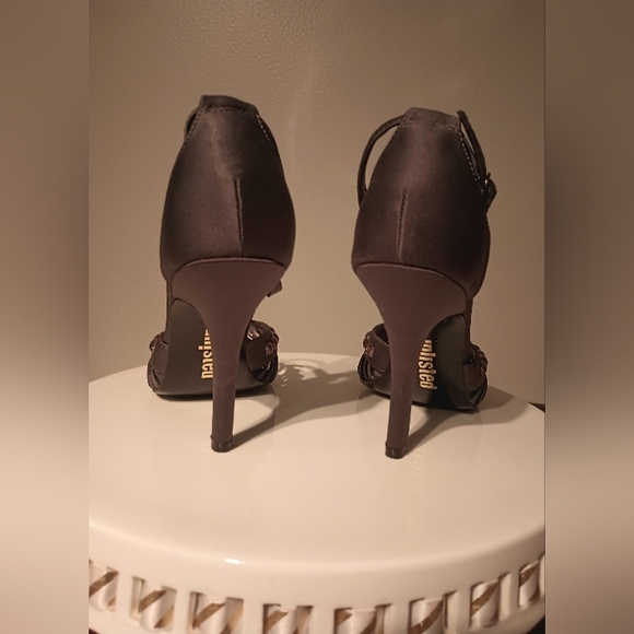 Unlisted Gray Satin Open Toe Heels 8 - Picture 3 of 6